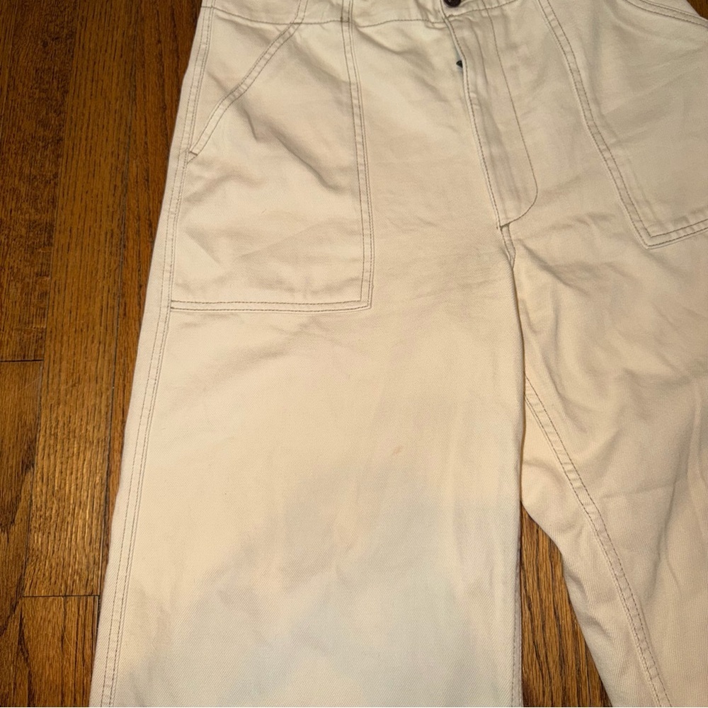 Abercrombie & Fitch Curve Love Wide Leg Cream Pants 100% Cotton Size Medium - Picture 10 of 11